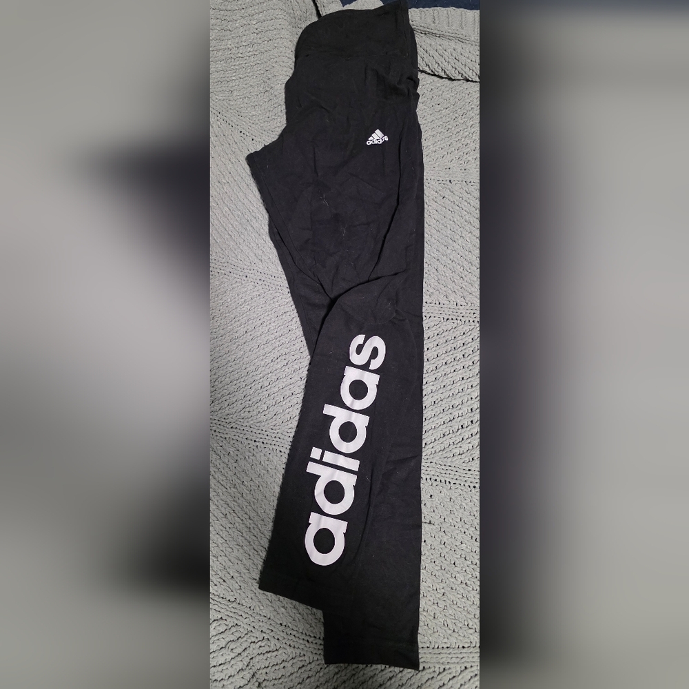 Adidas Kids Black Leggings with White Logo